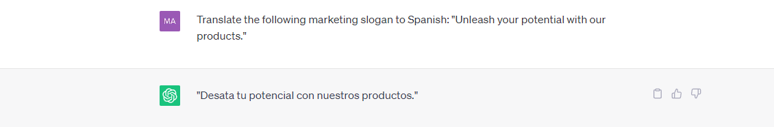 ChatGPT's response to Translate the following marketing slogan to Spanish: Unleash your potential with our products.