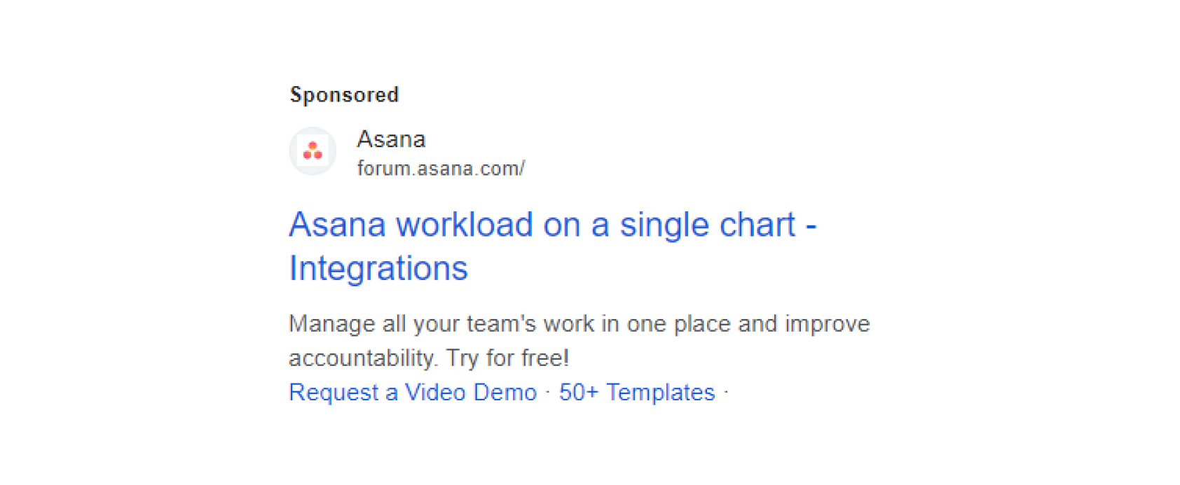 Asana Google text ad