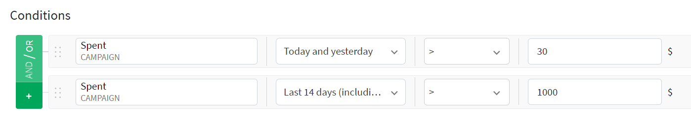 using the same metric in a single automated rule