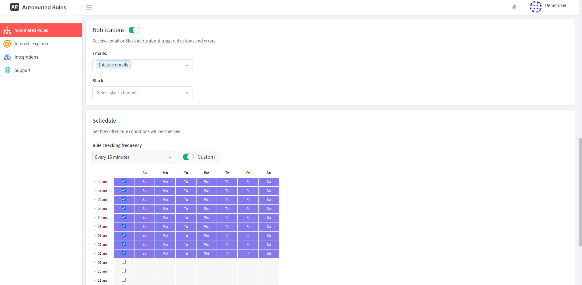 rule-checking schedule