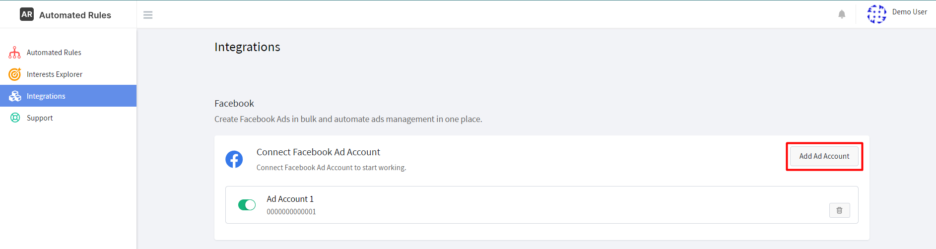 integrating ad accounts on AutomatedRules