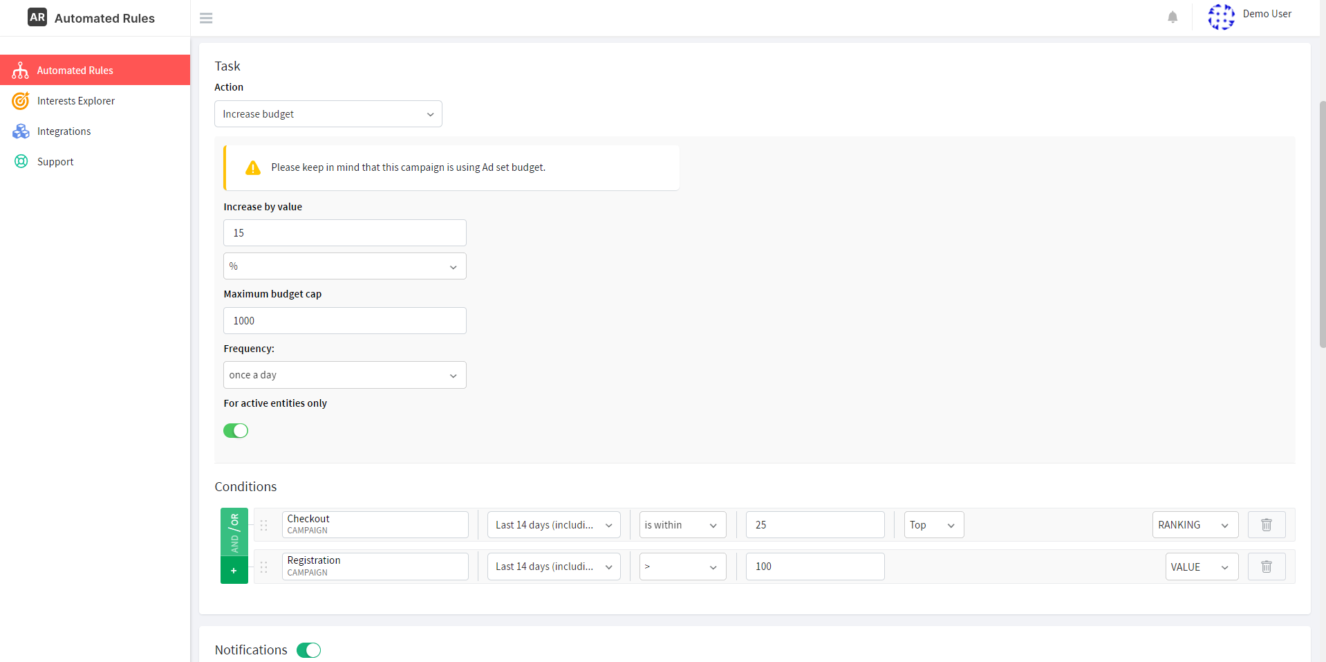 OR automated rule example