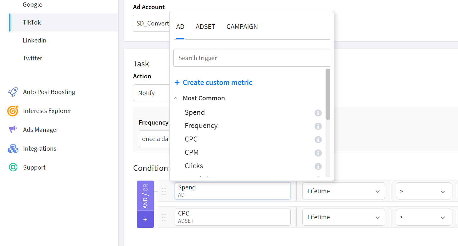 checking metrics on different levels